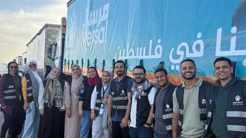 بـ25 شاحنة مساعدات إنسانية.. ”مرسال” تشارك في القافلة 12 لغزة